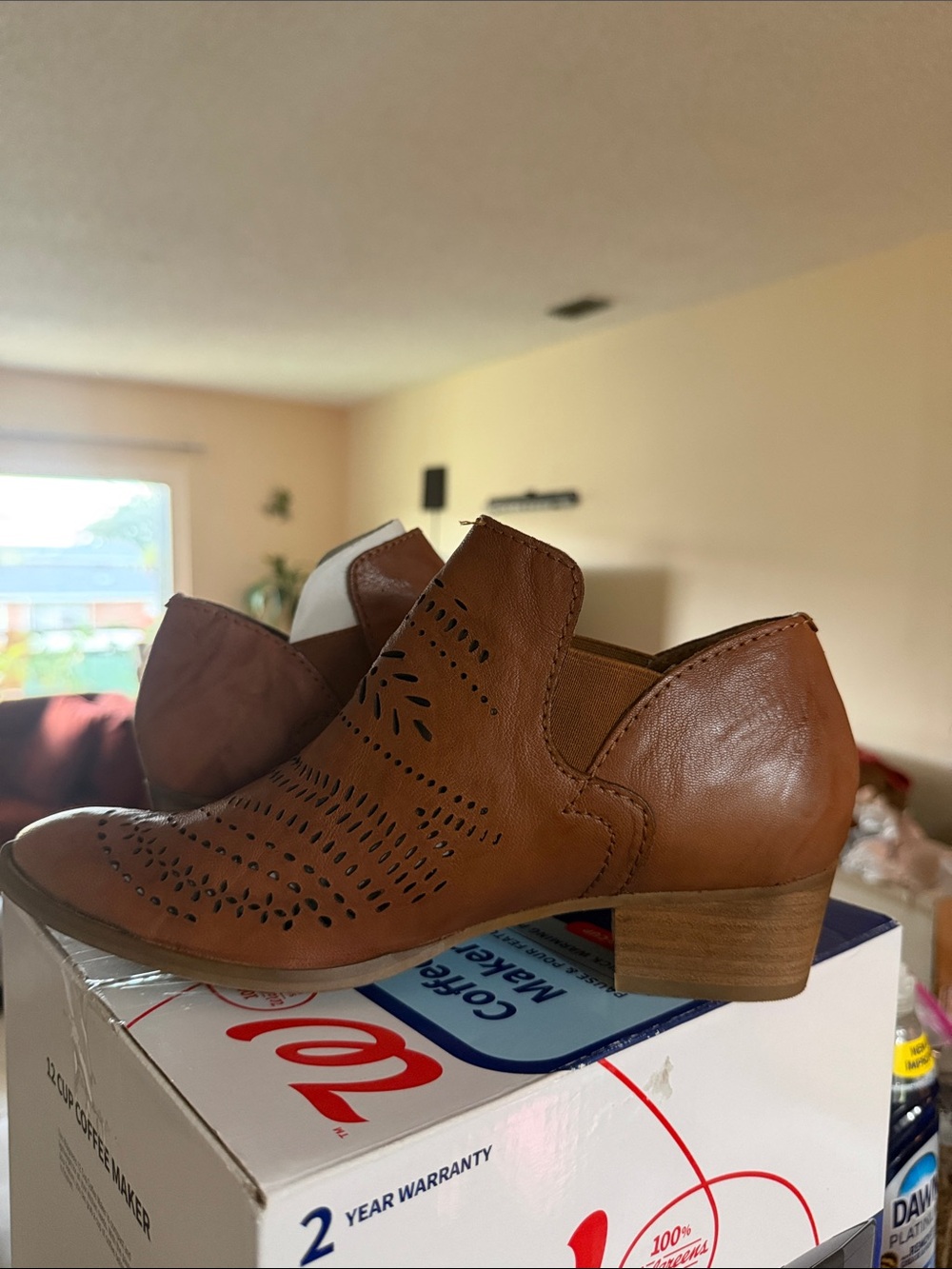 Soft Surroundings Cognac Brown Perforated Leather Mules